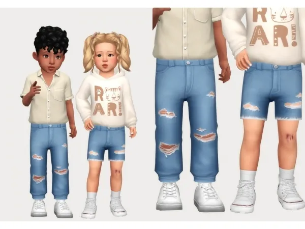 Maxis Match destroyed jeans distressed shorts by casteru - The Sims 4 Custom Content