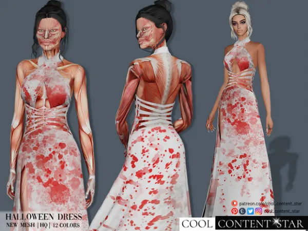 Alpha Halloween Gown (Halloween GIFT) by Cool Content Star - The Sims 4 Custom Content
