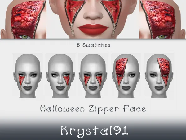Alpha Halloween Zipper Face - The Sims 4 Custom Content