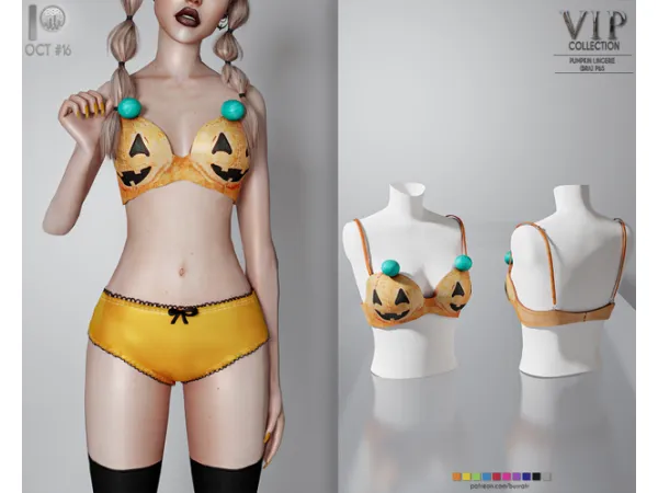 Alpha HALLOWEEN PUMPKIN LINGERIE (BRA) P65 tr by busra - The Sims 4 Custom Content