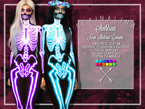 Maxis Match Neon Skeleton Costume - The Sims 4 Custom Content