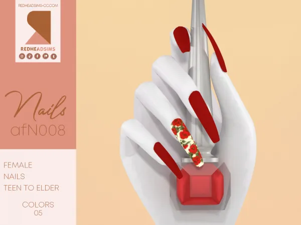Alpha AF NAILS N008 - The Sims 4 Custom Content