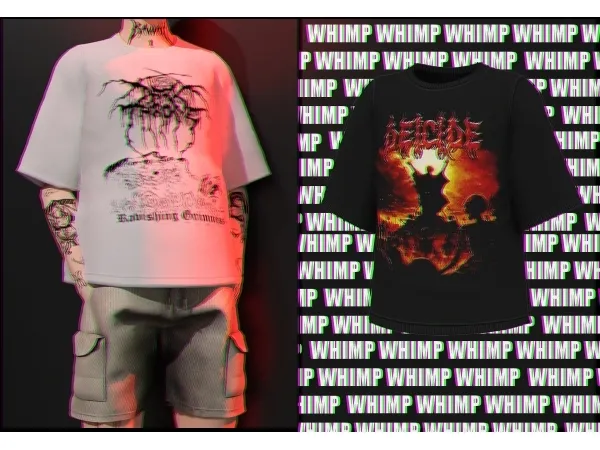 Alpha Deicide shirt x cargo shorts - The Sims 4 Custom Content