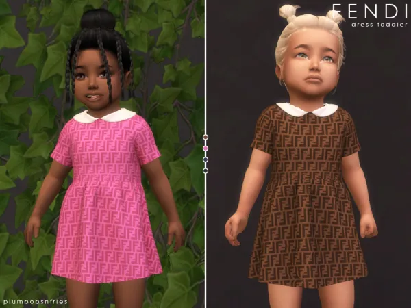 Alpha FENDI dress toddler by plumbobsnfries - The Sims 4 Custom Content