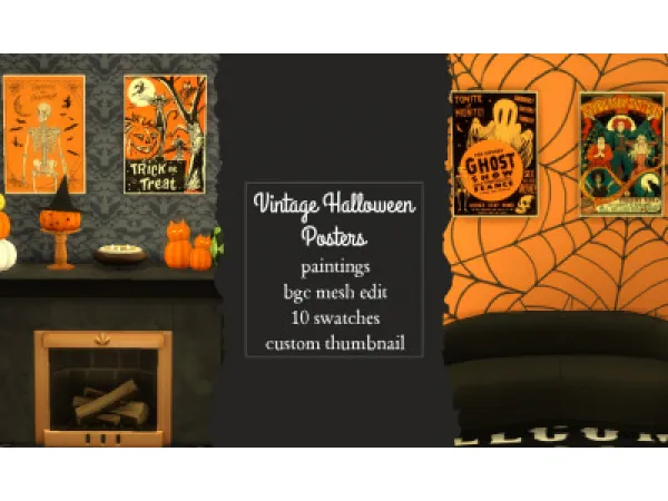 Alpha Vintage Halloween Posters - The Sims 4 Custom Content