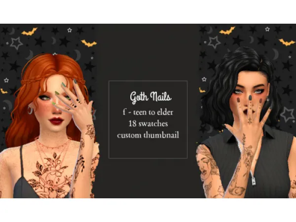 Maxis Match Goth Nails Simmer by NekoChan - The Sims 4 Custom Content