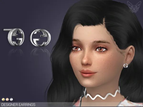 Alpha DESIGNER EARRINGS FOR KIDS by giuliettasims - The Sims 4 Custom Content