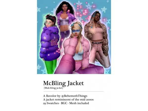 Maxis Match Simblreen Gift No1 McBling Acc Jacket - The Sims 4 Custom Content