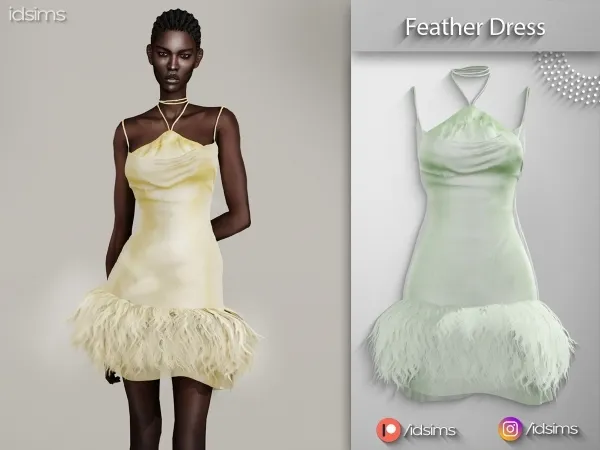 Alpha Feather Dress - The Sims 4 Custom Content