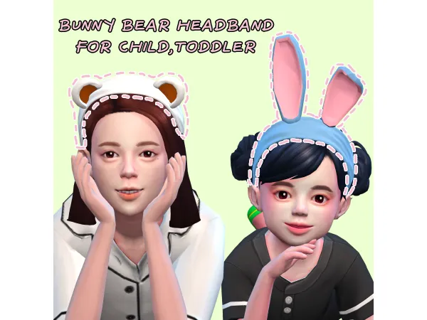 Maxis Match acc) Bunny Bear Headband for ChildToddler - The Sims 4 Custom Content