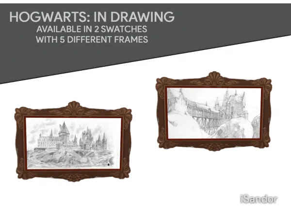 Maxis Match Hogwarts in drawing Wall art by iSandor - The Sims 4 Custom Content
