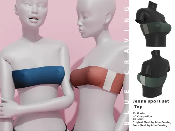Alpha Jenna Sport Set Top by bluecraving - The Sims 4 Custom Content