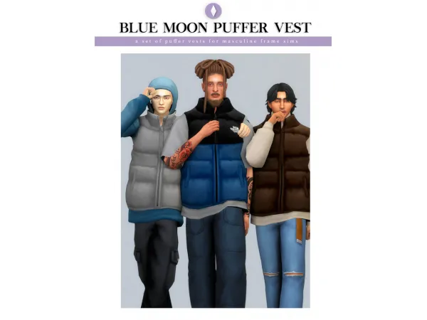 Maxis Match Puffer Vest Set by Blue Moon - The Sims 4 Custom Content