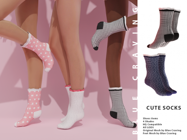 Alpha Cute Socks by bluecraving - The Sims 4 Custom Content