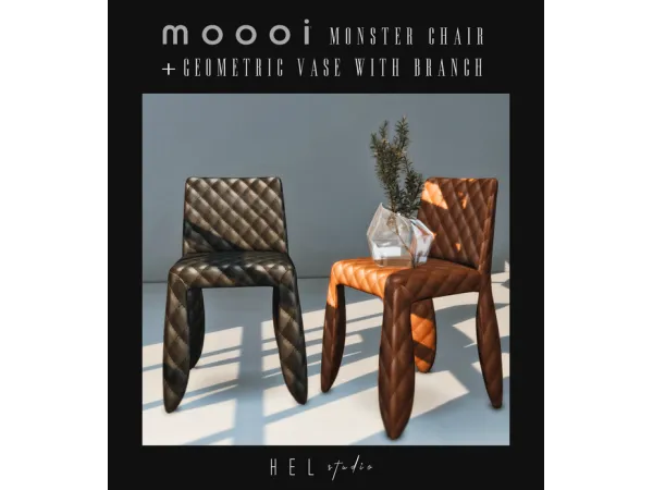 Alpha Moooi Monster Armchair Geometric Vase with Branch by Hel Studio - The Sims 4 Custom Content