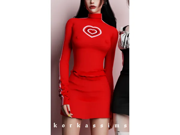 Alpha Heart Dress by korkassims - The Sims 4 Custom Content