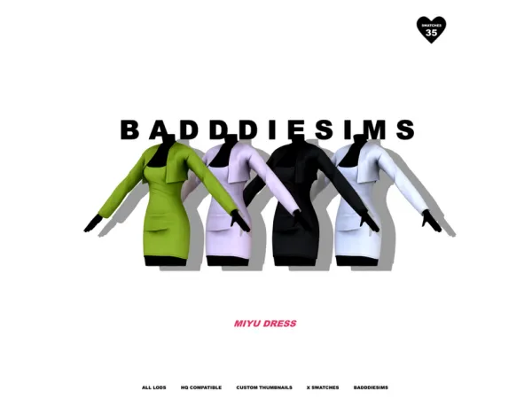 Alpha MIYU DRESS by BADDDIESIMS - The Sims 4 Custom Content