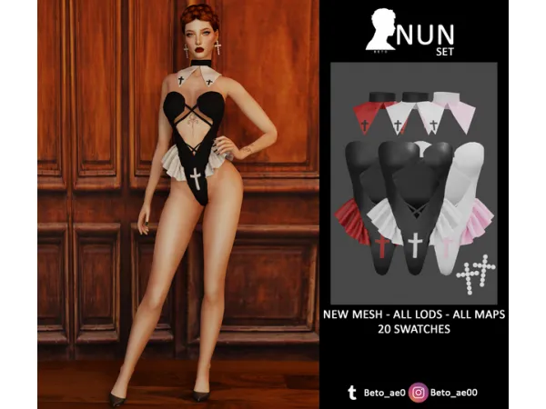 Alpha Nun Set by Beto - The Sims 4 Custom Content