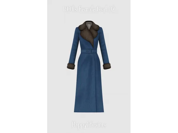 Mix [Lonelyboy] 1930s Female Coat 02 - The Sims 4 Custom Content
