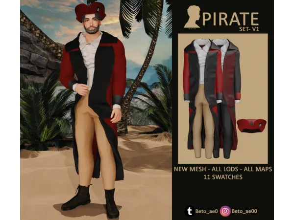 Alpha Pirate (Man) Set V1 by Beto - The Sims 4 Custom Content