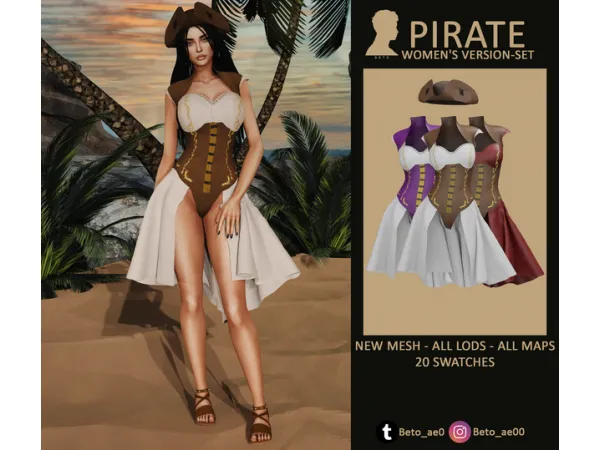 Alpha Pirate (Woman) Set by Beto - The Sims 4 Custom Content