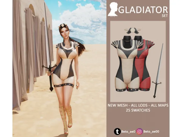 Alpha Gladiator Set by Beto - The Sims 4 Custom Content