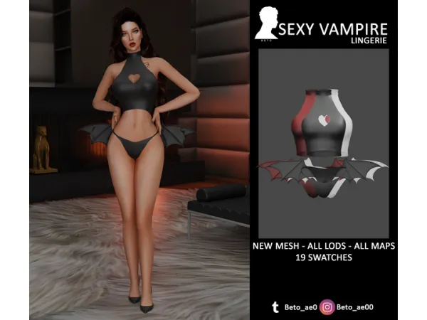 Alpha Vampire Lingerie by Beto - The Sims 4 Custom Content