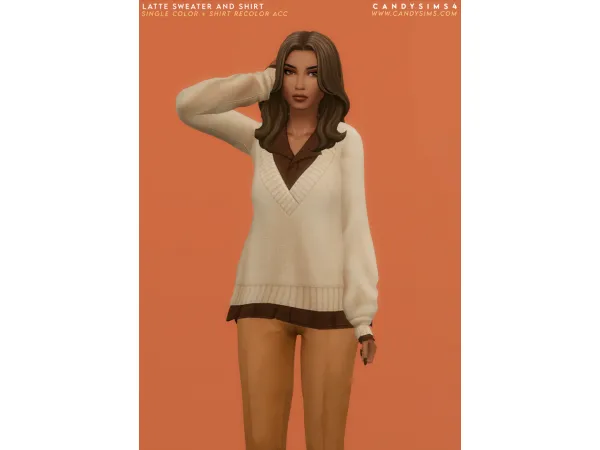 Maxis Match LATTE SWEATER AND SHIRT - The Sims 4 Custom Content