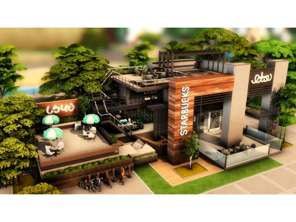 Maxis Match NO Starbucks Coffee Shop by plumbobkingdom - The Sims 4 Custom Content