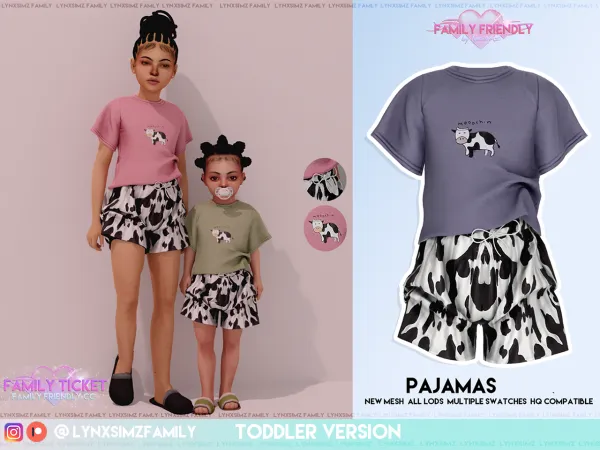Alpha LYNXsimzfamily pjs for toddler - The Sims 4 Custom Content