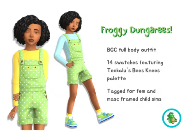 Maxis Match Froggy Dungarees - The Sims 4 Custom Content