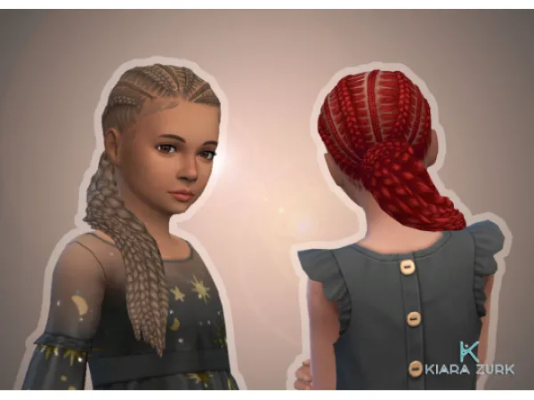 Maxis Match Kira Braids for Girls by simsfinds - The Sims 4 Custom Content