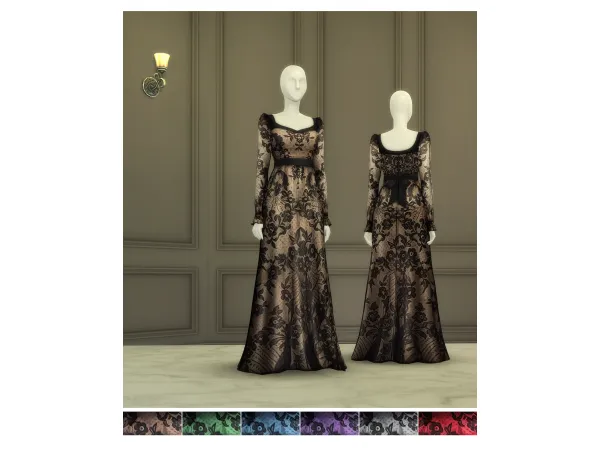 Maxis Match Black Sheer Gown (6 Color) by Rusty's - The Sims 4 Custom Content