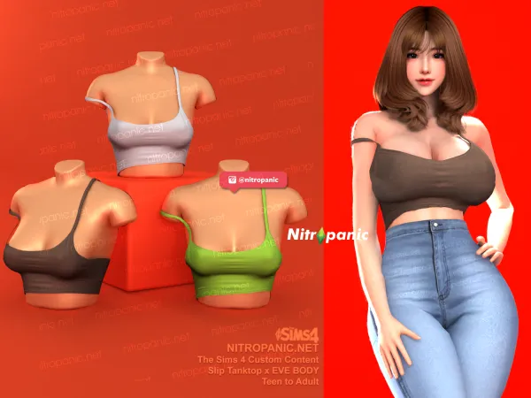 Alpha Slip Tanktop - The Sims 4 Custom Content