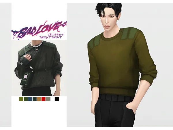 Maxis Match Bad Love Cropped Sweatshirt - The Sims 4 Custom Content