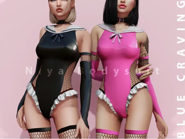 Alpha Blue Craving Niya Bodysuit - The Sims 4 Custom Content