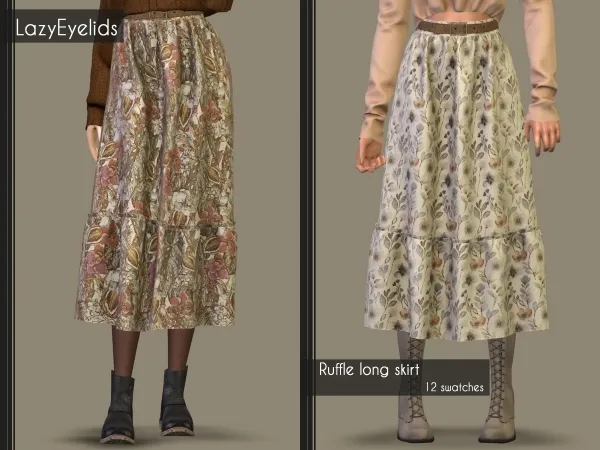 Alpha Ruffle long skirt - The Sims 4 Custom Content