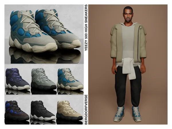 Alpha Yeezy 500 High Sneakers - The Sims 4 Custom Content