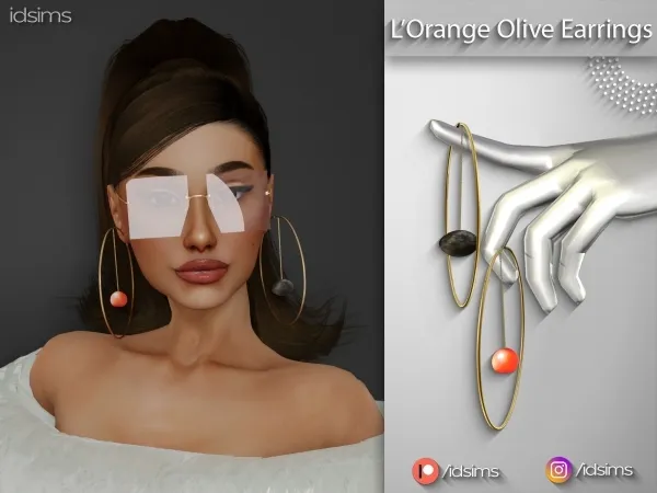 Alpha Lorange Olive Earrings by polygoncouture - The Sims 4 Custom Content