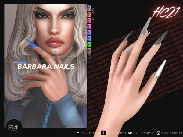 Alpha Barbara Nails [HC21] by bradford - The Sims 4 Custom Content