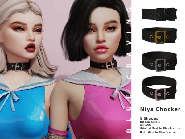 Alpha Blue Craving Niya Chocker by bluecraving - The Sims 4 Custom Content