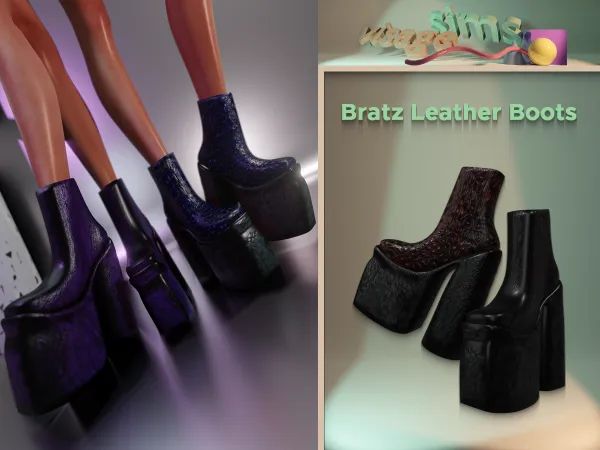 Alpha Br4tz Leather Boots - The Sims 4 Custom Content