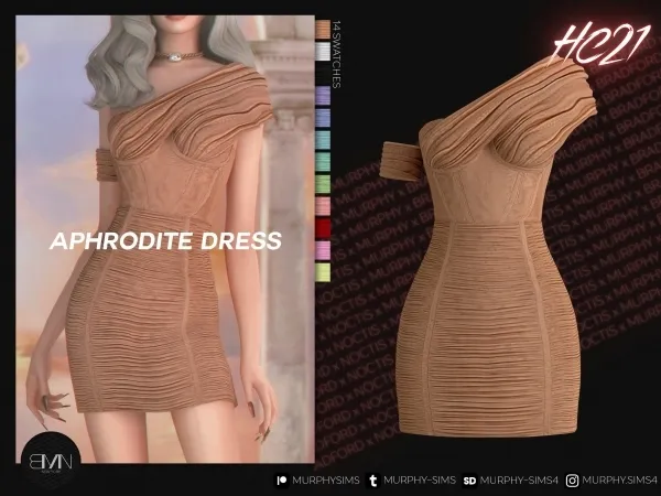Alpha Aphrodite Off Shoulder Corset Dress [HC21] - The Sims 4 Custom Content