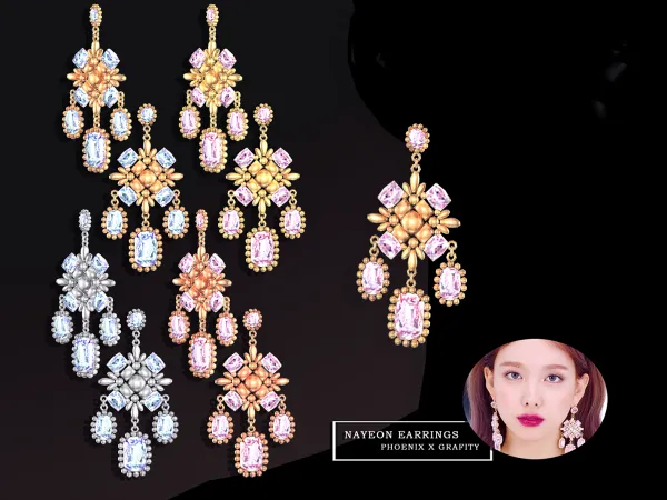 Alpha Phoenix X Grafity Nayeon Earrings - The Sims 4 Custom Content