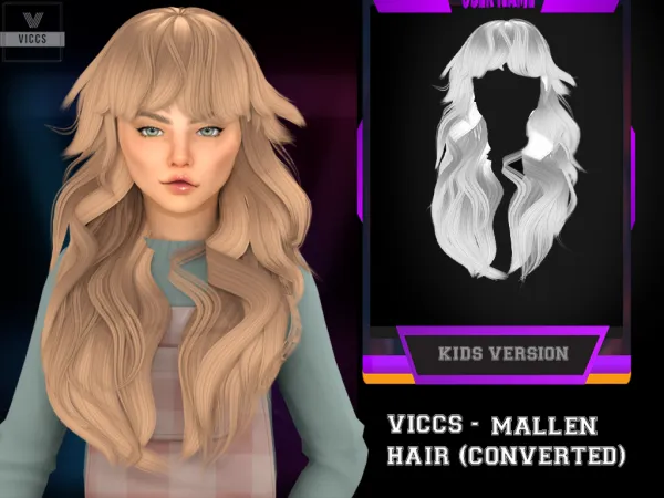 Alpha VICCS_MALLEN HAIR CONVERTED FOR KIDS (LEAHLILITH MESH) - The Sims 4 Custom Content