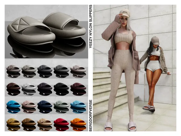 Alpha Yeezy Nylon Slippers - The Sims 4 Custom Content