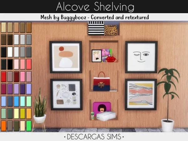 Alpha Alcove Shelving by descargassims - The Sims 4 Custom Content