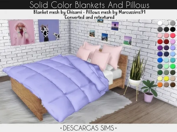 Maxis Match Solid Color Blankets And Pillows - The Sims 4 Custom Content