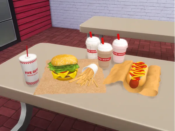 Alpha Five Guys Food set - The Sims 4 Custom Content