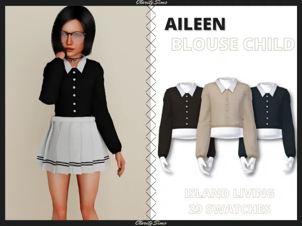 Alpha Aileen Blouse Child - The Sims 4 Custom Content